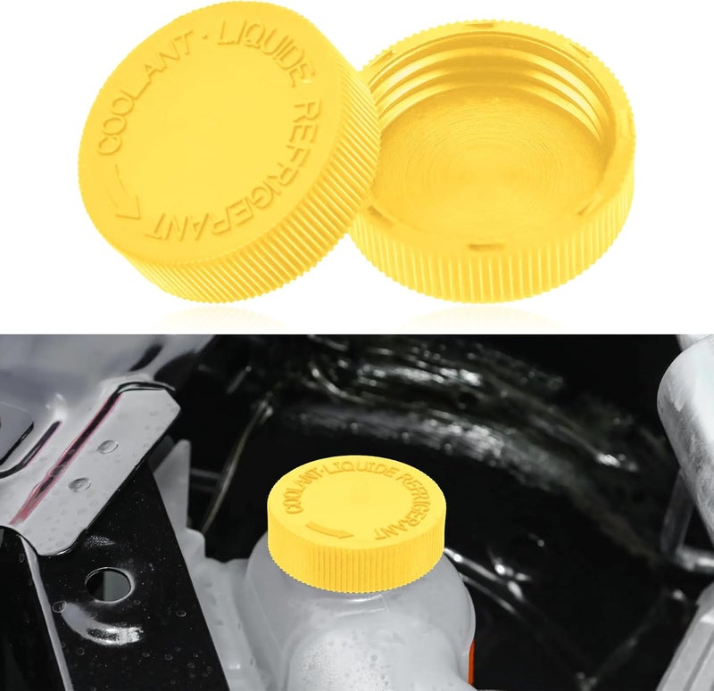 Lyxheth 2PCS Coolant Reservoir Cap, Radiator Reservoir Cap, Engine Radiator Water Tank Caps Coolant Caps OEM#21712-79900, Car Coolant Water Tank Reservoir Cap Compatible with Infiniti Nissan (Yellow) - Image 1
